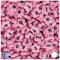 BeadTin Light Pink Opaque 12mm Flower Plastic Alpha Beads - Black Letter Mix (120pcs)